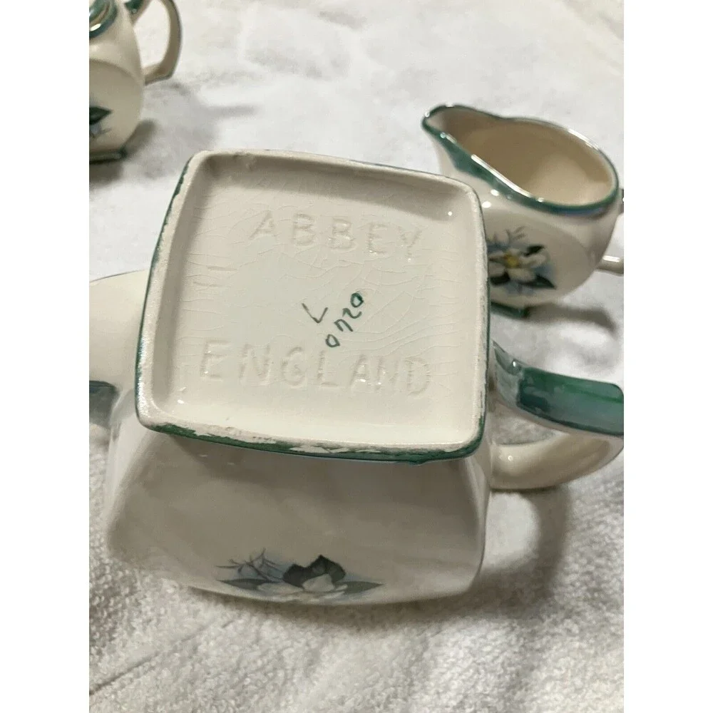 Vintage Iridescent Flower Tea Pot W/Creamer And Sugar Bowl - Made In England